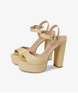 Stuart Weitzman Disco Platform Sandal Size 8.5 Color Wheat - Imagen 1 de 9