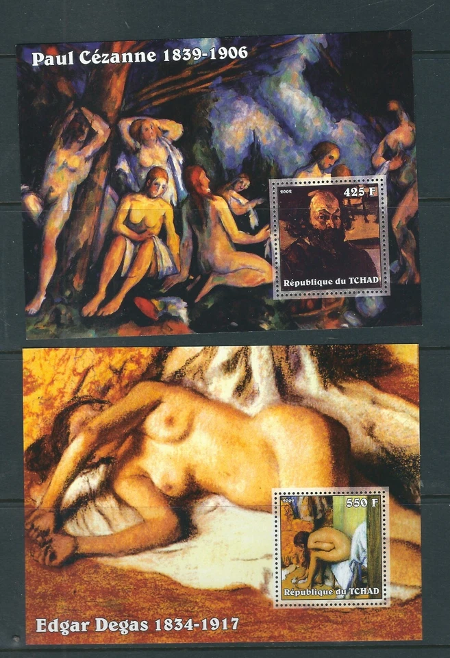 Pinturas Chad SC # 952a y 956a de Degas y Cezanne edición 2002. MNH Foto 1 de 1