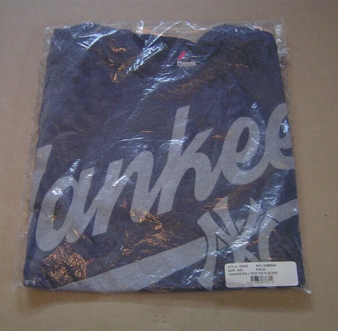 New York Yankees Small T-Shirt New In Bag Majestic Gray Short Sleeve Free Ship Cover