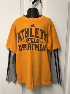 Adidas Youth Boys Girls Athletic Long Sleeve Shirt Gold Gray Size Small 481 - Picture 1 of 7
