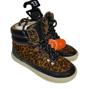 Wonder Nation Big Girl's Hybrid Hiker Boots Leopard Print Select Size 13 NEW - Picture 1 of 6