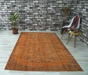 Orange Area Rug, Boho Decor Rug, Vintage Turkish Rug Carpet, 5.11x8.82 ft H-1658 - Picture 1 of 10