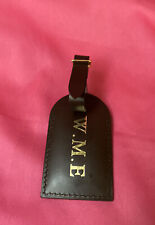 Étiquette nom authentique Louis Vuitton marron foncé avec initiales - W.M.E - cuir.