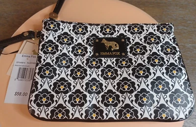 Emma Fox Logo Wristlet Clutch Purse HandBag 100% Genuine Leather white/Black - Image 1 of 4