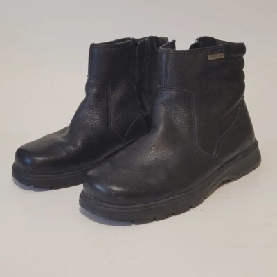 Botines de cuero Hush Puppies con cremallera lateral aislados negros para hombre talla 8 EW Foto 1 de 4