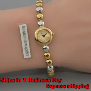”EXC+4" Vintage SEIKO 1E20-0070 Gold Dial Quartz Women's Watch Round From JAPAN - Picture 1 of 15