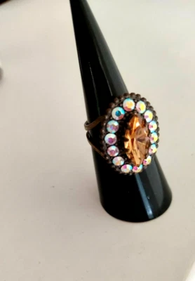 Michal Negrin Iridiscente Cristales de Swarovski Amarillo Marquesa Cóctel Anillo Fiesta Foto 1 de 2