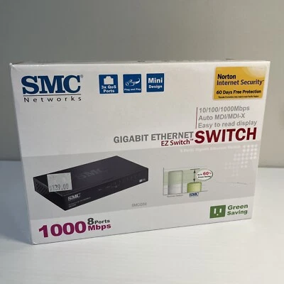 SMC Networks 8 Port PoE Ethernet Switch SMCGS8P 10/100/1000  - Image 1 of 4