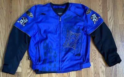 Joe Rocket Nation Zip Out Liner Padded Biker Blue Motorcycle Jacket XL Patches - Image 1 of 4