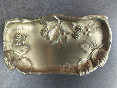 VIDE-POCHE  BRONZE DORE STYLE "ART NOUVEAU" SIGNE ANDRE VILLIEN - Photo 1/2