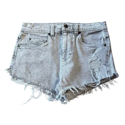 Pantalones Cortos de Jean Denim Distressed Corte Para Mujer 28 Gris Elastizados Desteñidos Verano 2" Foto 1 de 4