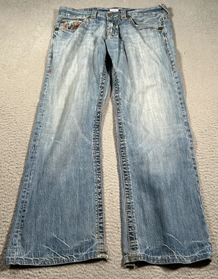 True Religion Jeans Womens 32x29 Blue Fade Bootcut Rainbow Bobby Big T Low Rise - Image 1 of 4