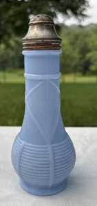 Jeannette Delphite blau Glaskorb geflochten Shaker Metalldeckel #1 sehr guter Zustand - Bild 1 von 12