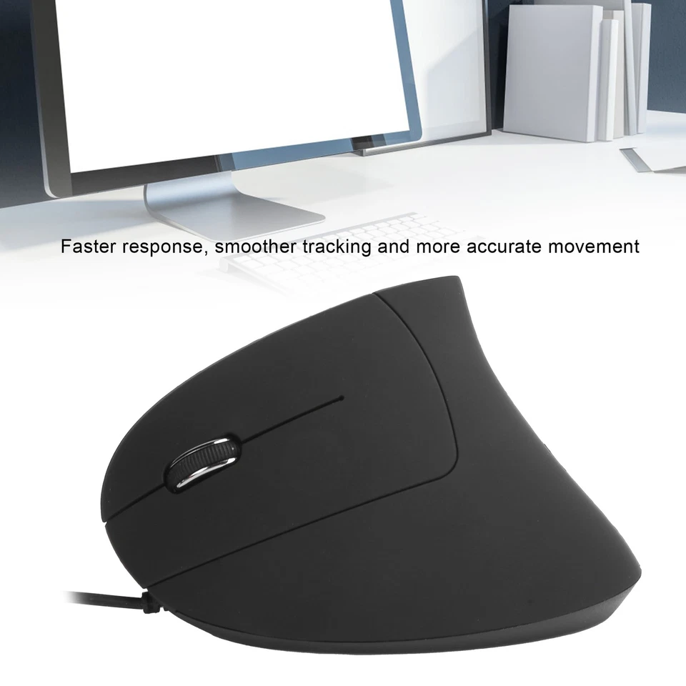 Wired Left Hand Mouse Vertical Ergonomic 800/1200/1600DPI USB Optical For Window - Image 1 of 4