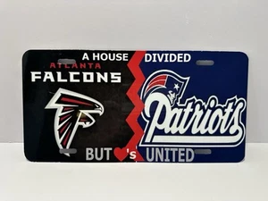 New England Patriots NFL & Atlanta Falcons License Plate A House Divided, United - Picture 1 of 1