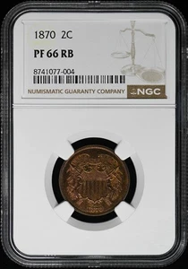 1870 Two Cent Piece 2C NGC PR66RB - Picture 1 of 4