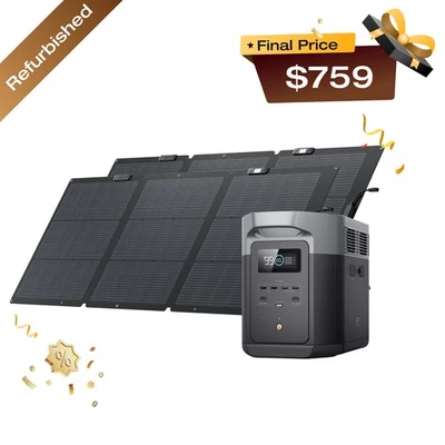 EcoFlow DELTA 2 Max 2048Wh Power Station + 2*Nextgen 160W Certified Refurbished - Image 1 of 4