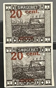 GERMANY - SAAR - Scarce Imperf #89 Pair Mint Never Hinged - Picture 1 of 2