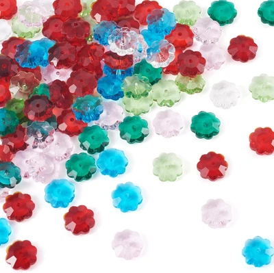 100Pcs Faceted Flower Glass Beads Transparent Crystal Marguerite Flower Spacer B - Image 1 of 4