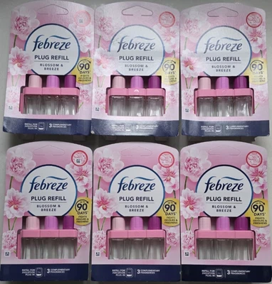 6x Febreze Plug Refill Blossom & Breeze Long Lasting Home Air Freshener Pack - Image 1 of 2