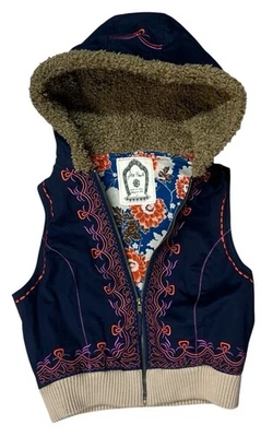 Chaleco Free People Mujer S Cremallera Completa Bordado Transparente Capucha Azul Foto 1 de 4