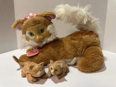 Vtg Hasbro Kitty Surprise Orange Tabby Mother 2 Kittens 1992 Plush Cat Set - Image 1 of 4