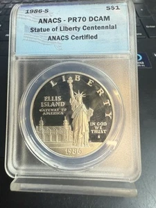 1986 S $1 ANACS PR70 DCAM Statue of Liberty Centennial Dollar  - Picture 1 of 2