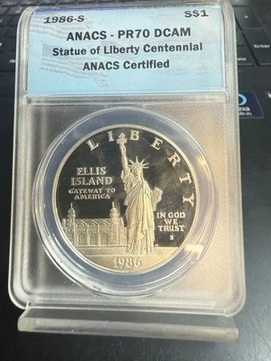 1986 S $1 ANACS PR70 DCAM Statue of Liberty Centennial Dollar  - Image 1 of 2