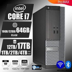 DELL Desktop Computer PC i7, up to 64GB RAM 16TB SSD/HDD, Windows, WIFI, DVD-RW - Picture 1 of 6