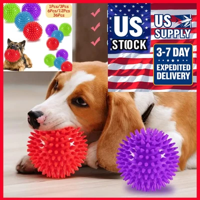 SET OF 1/2/3/6 LARGE Squeaky Dog Ball Squeaky Dog Toy with Colorful Squeaky Ball - Image 1 of 4