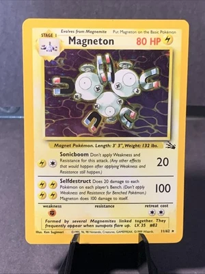 Pokemon TCG Magneton Rare Holo Fossil Set Unlimited #11/62 VTG WOTC - Image 1 of 2