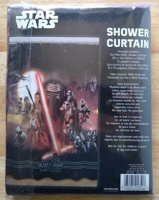 Cortina de ducha Disney Star Wars El despertar de la fuerza 72 pulgadas x 72 pulgadas-NUEVA Foto 1 de 2
