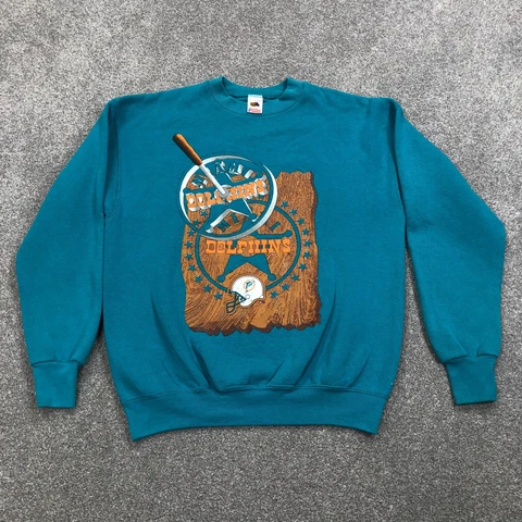 Vintage Miami Dolphins Sweatshirt Men Large Blue Pullover Sweater USA 90s Y2K Cover