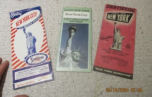 Ancienne Plan Carte Routière et Dépliant Seeing NEW YORK Sightseeing - Imagen 1 de 7