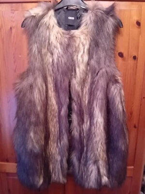 Asos - Chaleco de piel sintética para mujer - marrón/beige - 8 Nuevo con etiquetas Foto 1 de 4