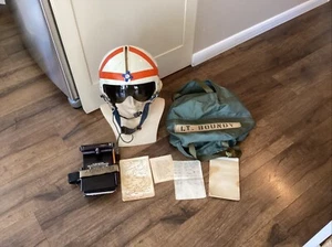 Vietnam War Era US Navy APH-6 Pilot Helmet W/ Bag & Flight Log Named Lt. Boundy - Picture 1 of 20