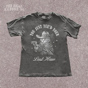 Funny Cowboy Cat T Shirt, You Just Yeed Your Last Haw Tee, Western Shirt Men - Picture 1 of 15