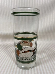 VINTAGE LIBBEY MALLARD DUCKS TALL 6 1/4" GLASS 22K GOLD STRIPE - Picture 1 of 7
