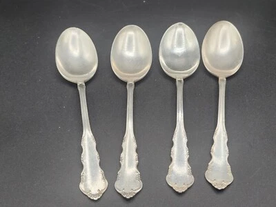 Набор из 4 посеребренных сервировочных ложек Reed & Barton Dresden Rose столовые приборы - Изображение 1 из 4