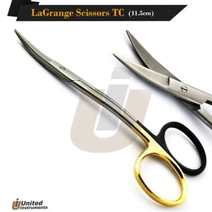MICRO Tungsten Carbide LaGrange Scissors 11.5cm Double Curved Surgical Supercut - Picture 1 of 2