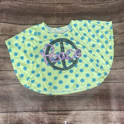 Girl's Justice Circle Top Peace зеленые синие точки размер 14 - Изображение 1 из 4