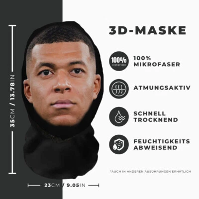 Realistische Kylian Mbappe 3D-Druck Vollgesichtsmaske – Atmungsaktiv, Witz - Bild 1 von 2