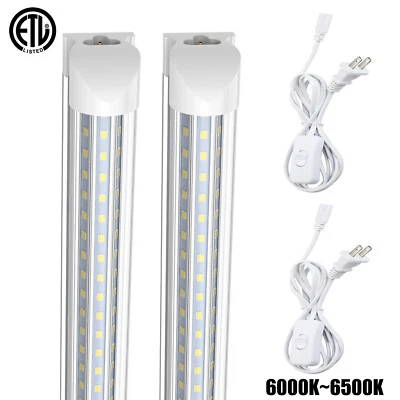 2-Pack 2ft T8 LED Tube Lights, 28W, Cool White, D-Shaped, Shop Lighting Fixtures - Image 1 of 4