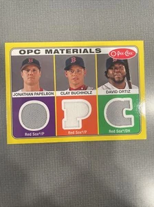 DAVID ORTIZ JONATHAN PAPELBON CLAY BUCHHOLZ 2009 O-Pee-Chee Materials Patch HOF - Picture 1 of 6