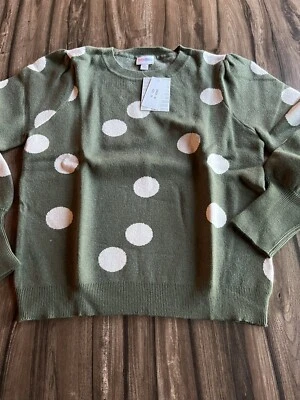 Suéter LuLaRoe Piper Verde Blanco Lunares Mangas Globo 3XL 26/28 24/26 🦄 Foto 1 de 4