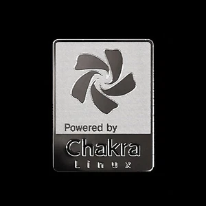 Powered by Chakra Linux Metal Decal Sticker - Picture 1 of 6
