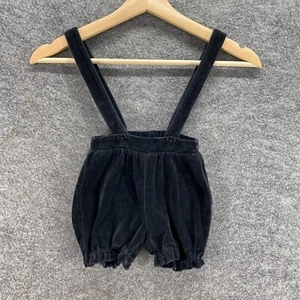 Hanna Andersson Overall Girls 75 Black Cotton Strap Elastic Waist Velvet 18 Mont - Picture 1 of 5