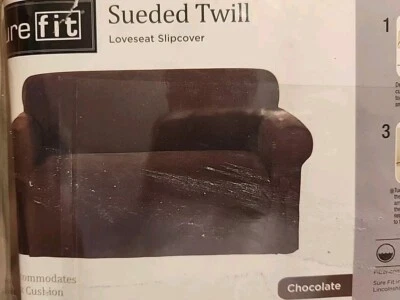 Funda de gamuza con sarga de chocolate Loveseat Surefit Foto 1 de 4