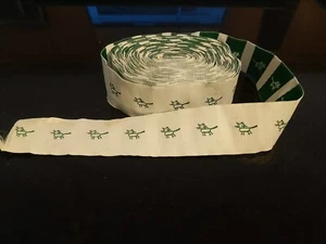 1 1/4" W White & Green Cat Brocade Jacquard Ribbon Vintage Costume 7+yds - Picture 1 of 5