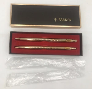 Vintage Parker 75 Classic Pen&Pencil Set Mod.7-544-3 Gold Tone - Picture 1 of 4